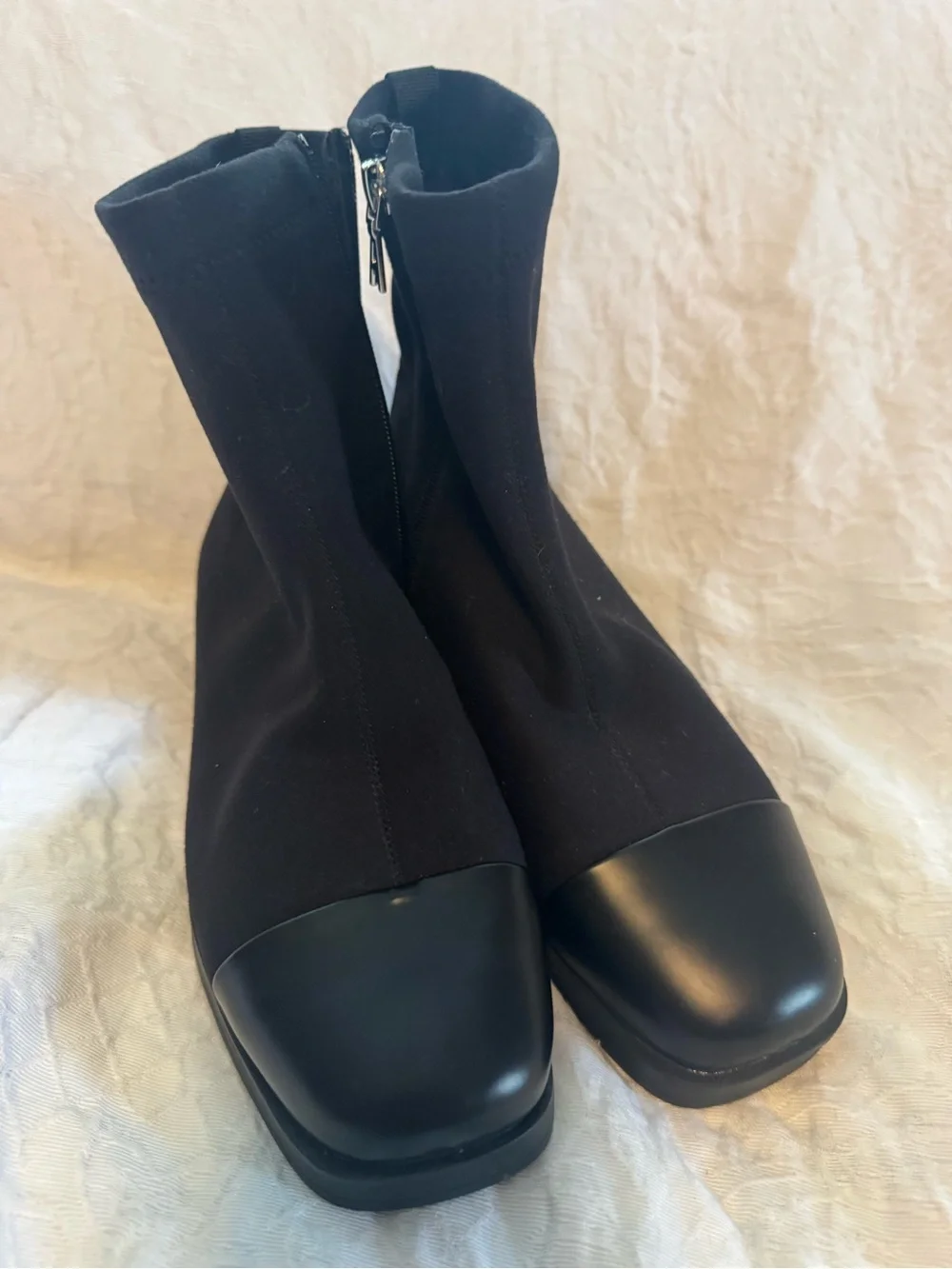 Black Cap-Toe Ankle Boots - Women